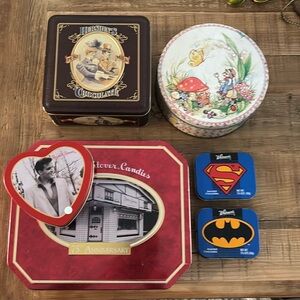 6 Vintage Metal Collectible Display Tins. Elvis Hersheys 1990’s-2000’s Y2K